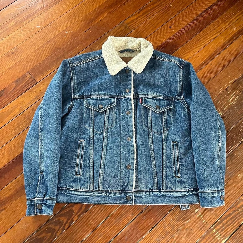 1990s Levi's Big E Denim Sherpa Lined Trucker Jacket size M